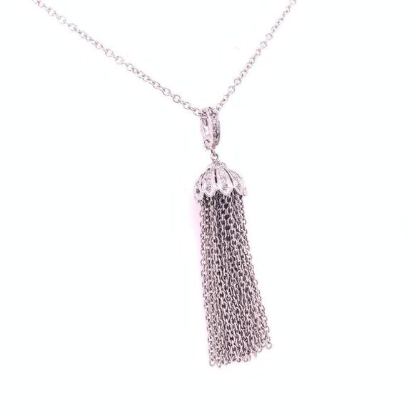 Diamond Tassel Pendant Chain Necklace 18k Gold 0.15 TCW Certified $3,950 111311 - Picture 4 of 10
